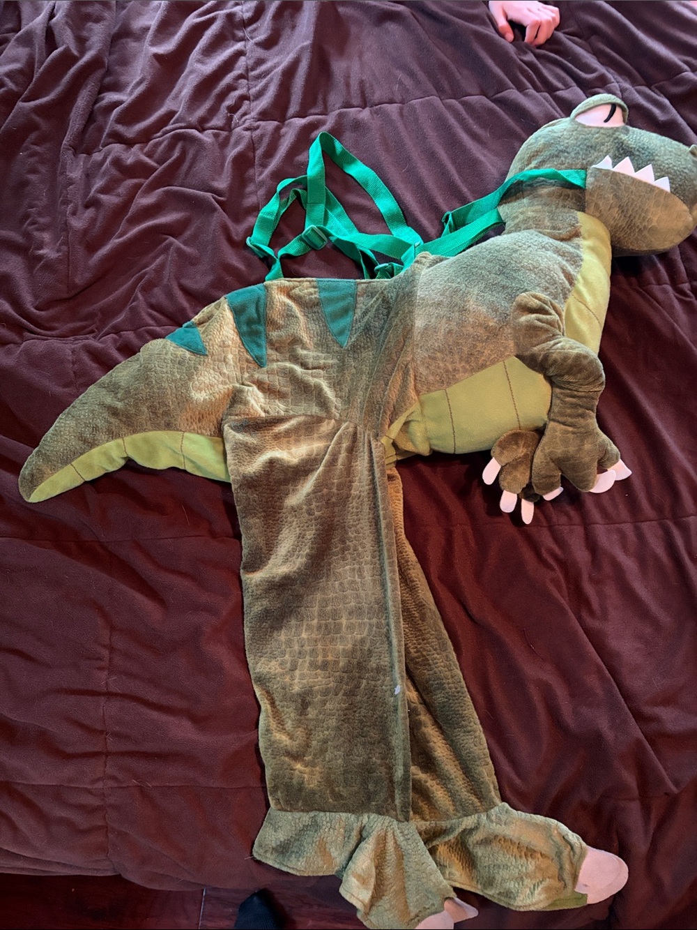 Kids Green Plush Dinosaur Costume with Straps size 3 - 4T